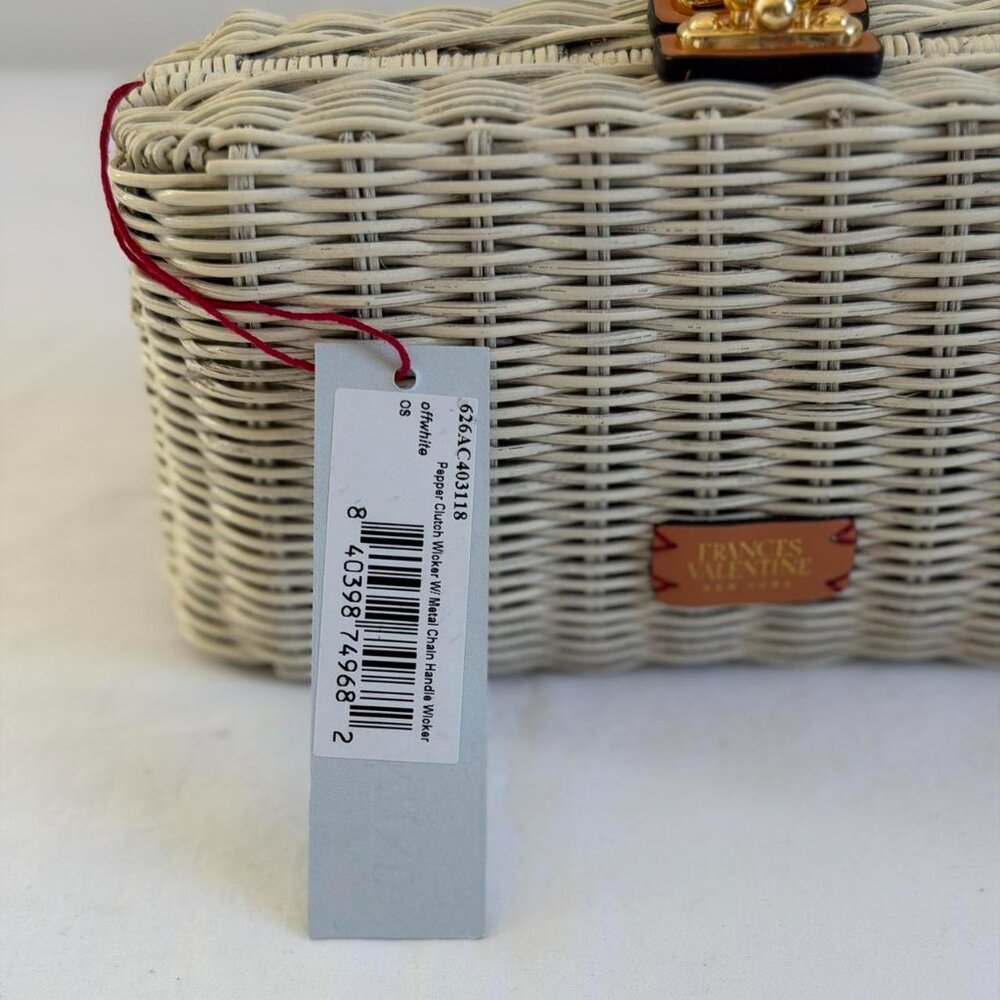 Frances Valentine Pepper Wicker Clutch in White - Picture 6 of 12